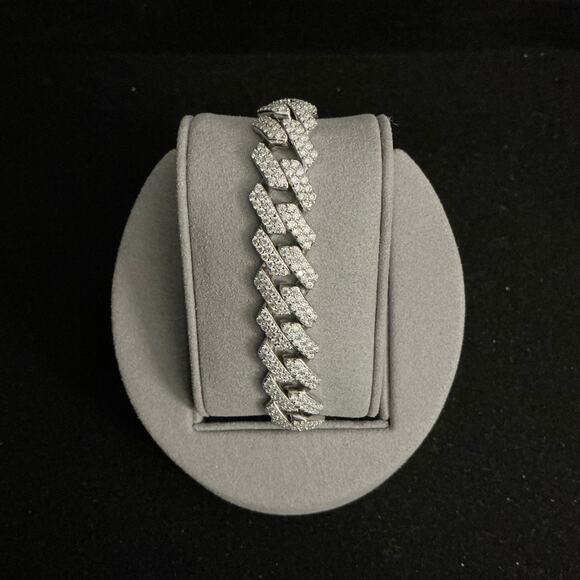 12.8mm Genuine Moissanite Monaco Cuban Bracelet 8in 10.18ctw~NEW~Retail $1599 - Picture 1 of 9